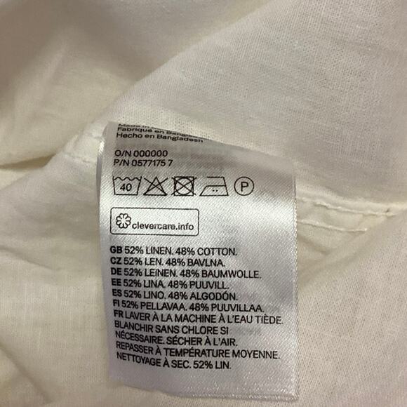NEW H&M L.O.G.G Womens White Linen Long Sleeve Button Up Shirt Mini Dress Size 6 - Picture 4 of 4